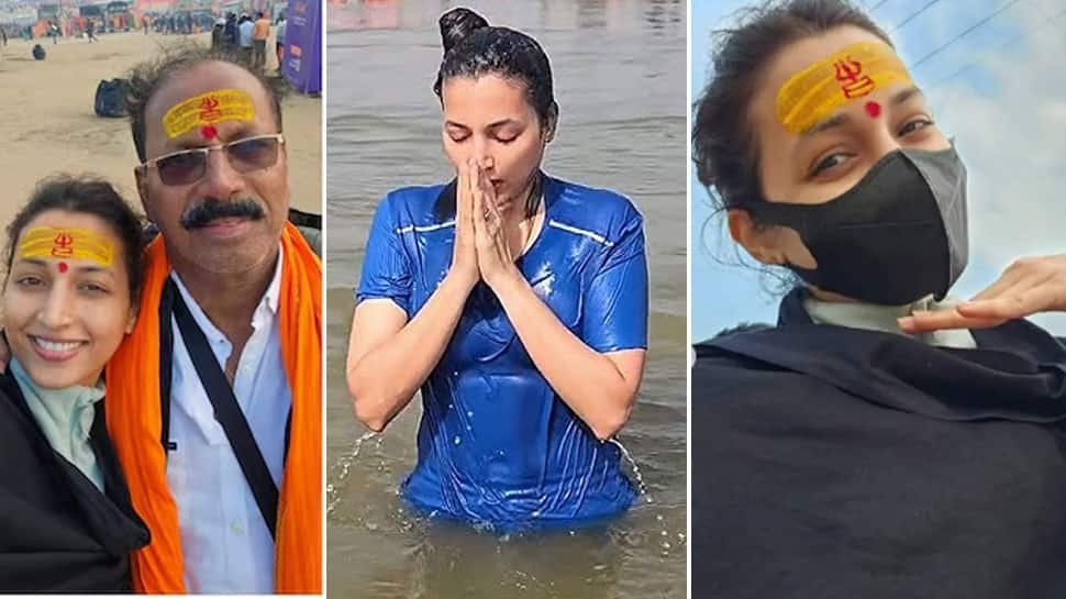 KGF अभिनेत्री श्रीनिधि शेट्टी महाकुम्ब मेला में त्रिवेनी संगम में पवित्र डुबकी लेती है