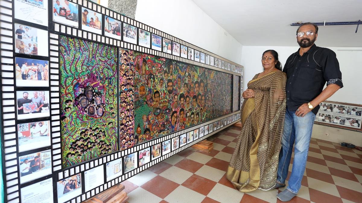 चिथ्रश्रादानजलि, 16 फुट की पेंटिंग मलयालम सिनेमा के 3000-विषम अभिनेताओं और तकनीशियनों के लिए एक स्मारक है