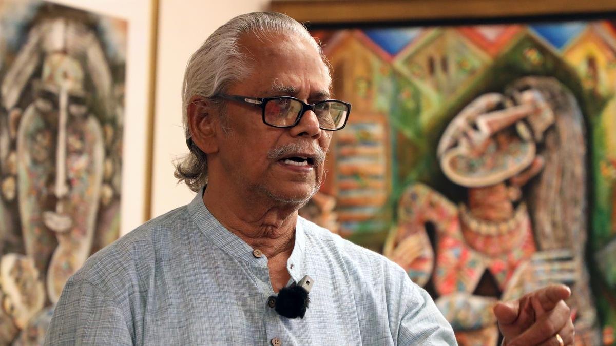 मद्रास कला आंदोलन के अंतिम स्वामी में कलाकार मणिकम सेनथिपति, पास हो जाता है
