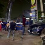 वाहन को मध्य सड़क पर पार्क किया गया था, वकील और दोस्त को हटाने के लिए सींग को हटाने के लिए पीटा गया था