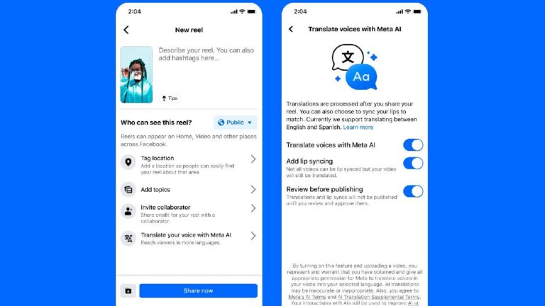 फेसबुक, इंस्टाग्राम क्रिएटर्स को वैश्विक दर्शकों के लिए एआई ऑडियो ट्रांसलेशन और लिप-सिंकिंग मिलते हैं