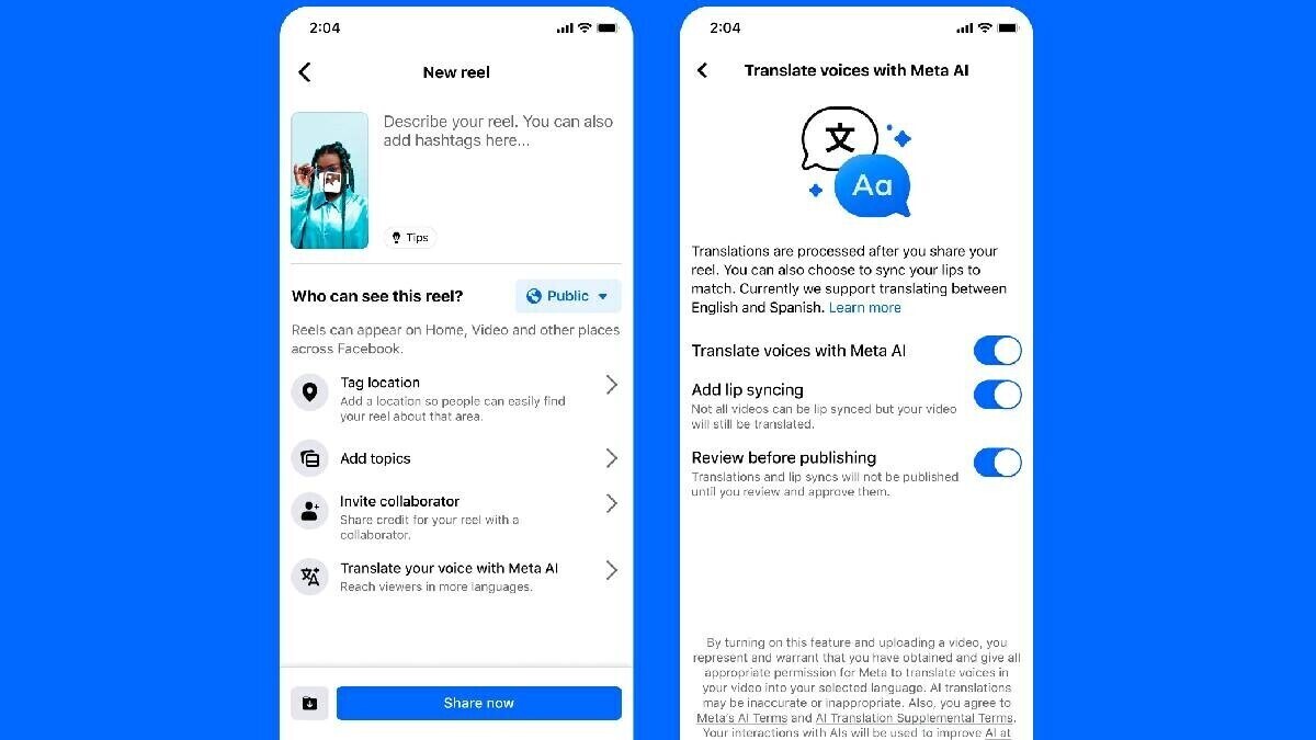 फेसबुक, इंस्टाग्राम क्रिएटर्स को वैश्विक दर्शकों के लिए एआई ऑडियो ट्रांसलेशन और लिप-सिंकिंग मिलते हैं