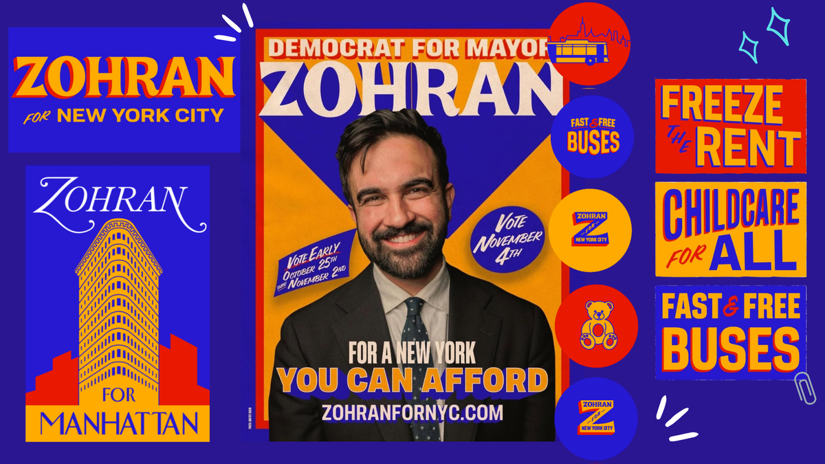 ज़ोहरान ममदानी के हाथ से तैयार, समुदाय-संचालित दृश्य डिज़ाइन के पीछे