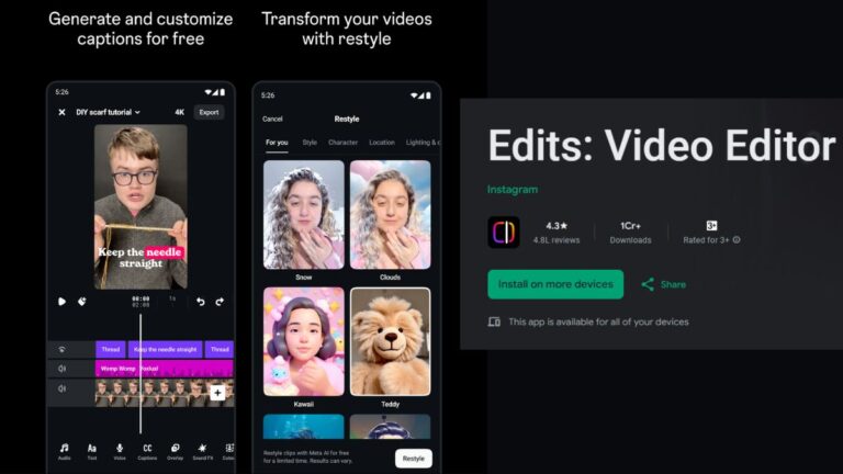 इंस्टाग्राम एडिट्स ऐप को बड़ा अपडेट मिला: नए टेम्प्लेट, स्टोरीबोर्ड, आईओएस विजेट और बहुत कुछ