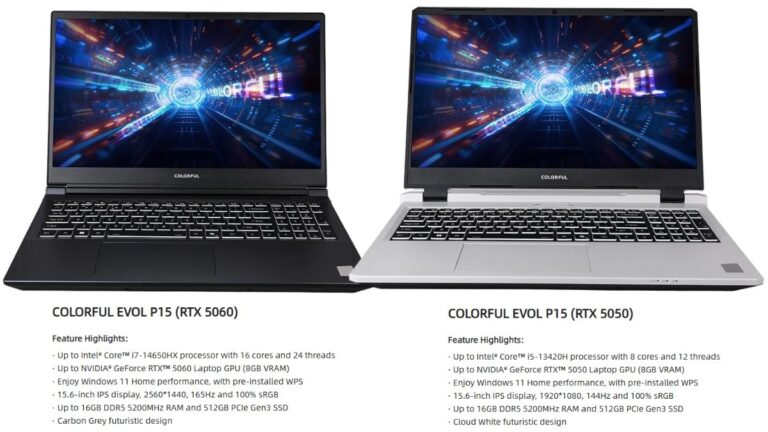 रंगीन EVOL P15 गेमिंग लैपटॉप का RTX 50 ग्राफ़िक्स, 165Hz डिस्प्ले और Intel 14वीं पीढ़ी के CPU के साथ अनावरण किया गया