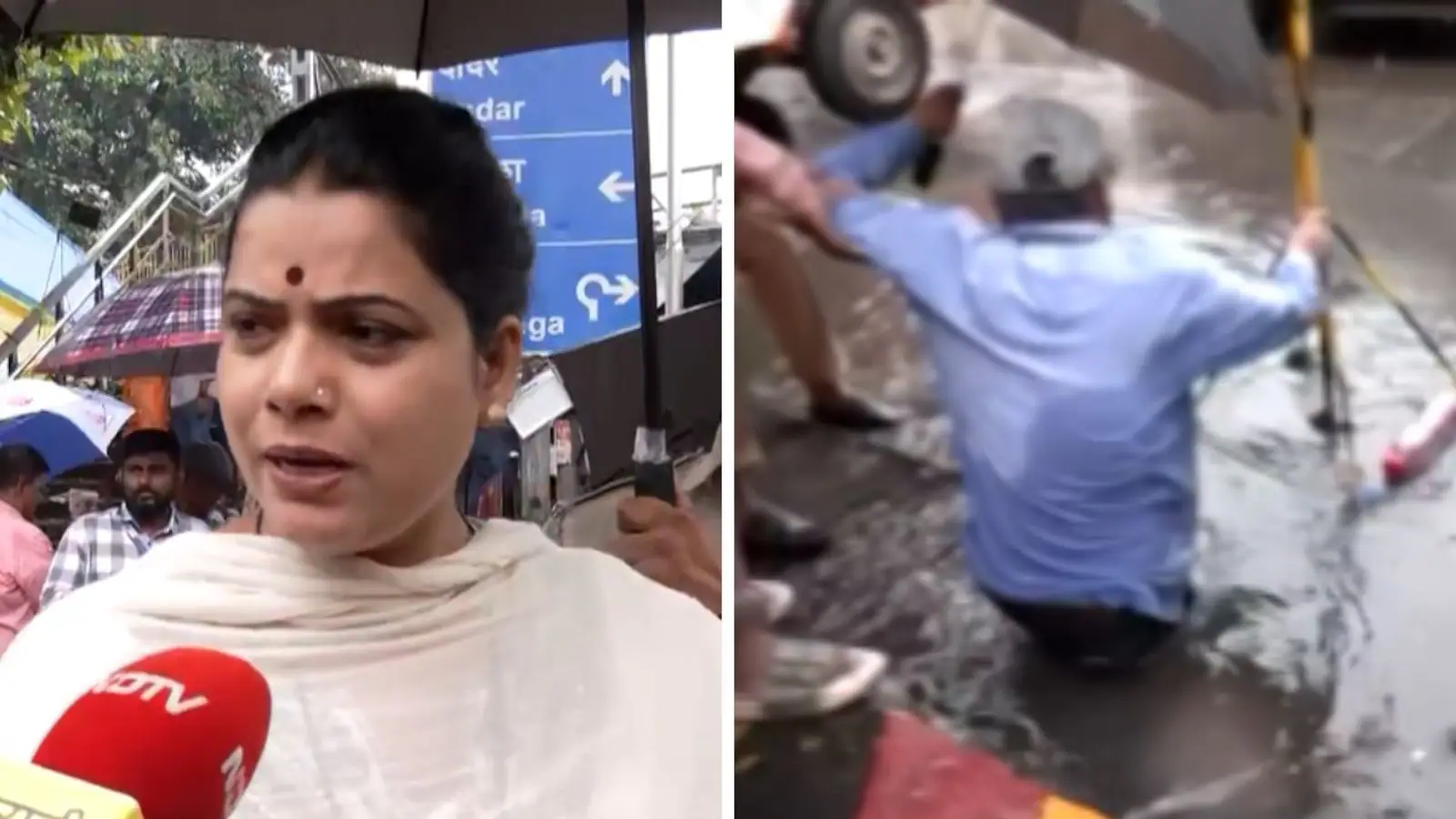 मुंबई की मेयर के सामने मैनहोल में गिरा शख्स, सस्पेंड करने की दी चेतावनी