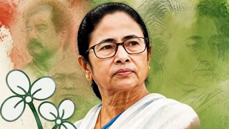 ममता बनर्जी ने हाथ से बनाया पार्टी का चिह्न. यह अब इंदिरा गांधी मामले से जुड़ा है